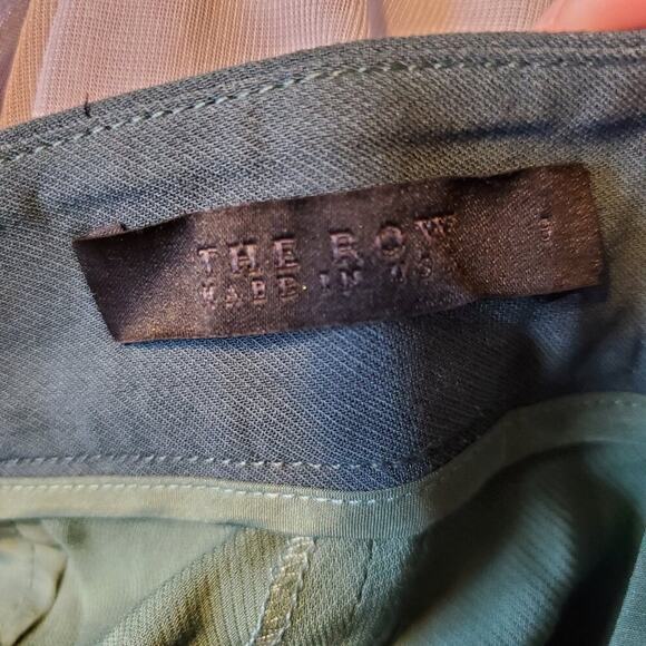 The Row Green Blue Stripe Cuffed Hem Straight Leg Slacks Pants Womens Size 8 - Picture 10 of 16